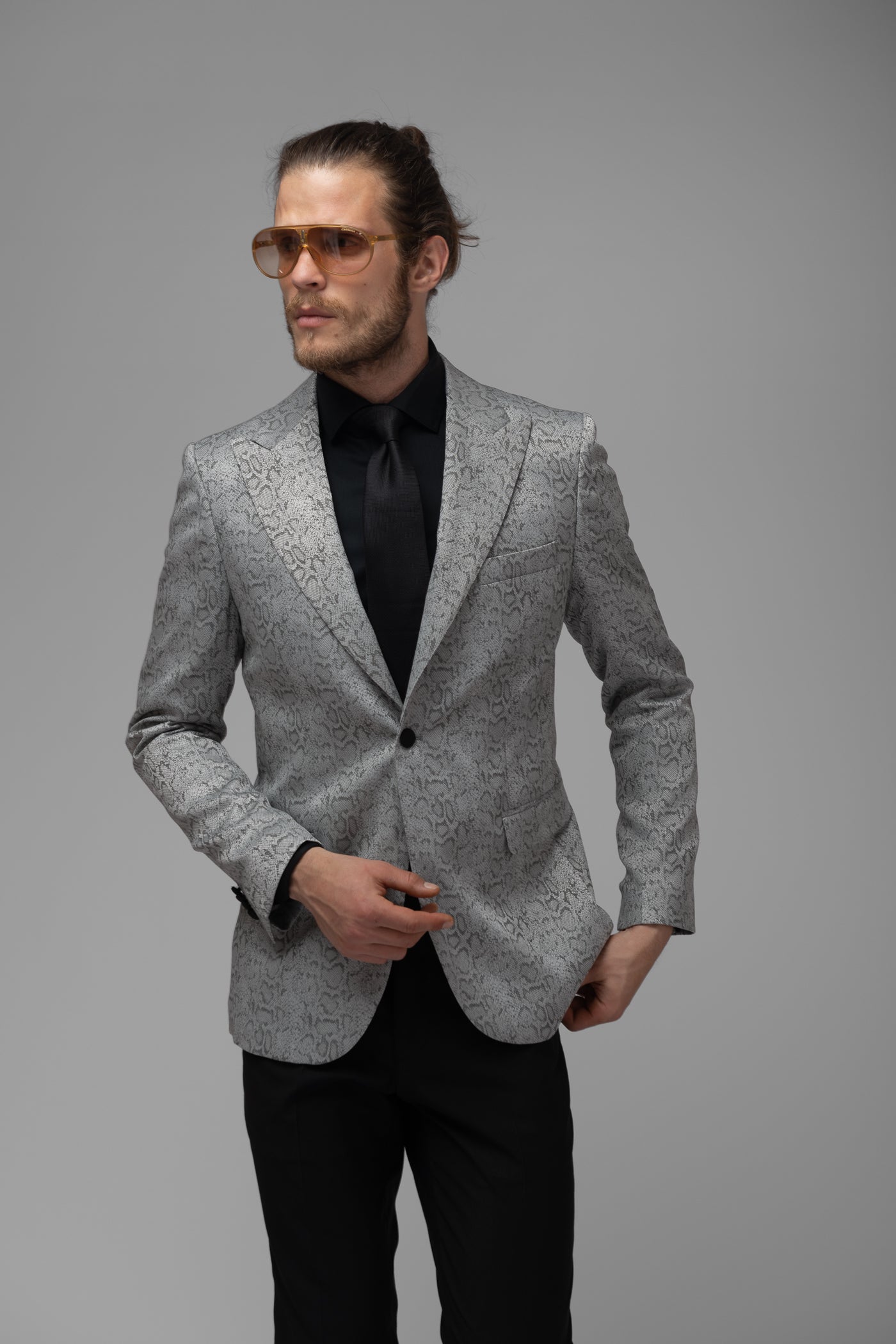 Sacou Barbati, Sacou cu Imprimeu, Sacou cu Imprimeu Argintiu, Sacou Elegant Barbati