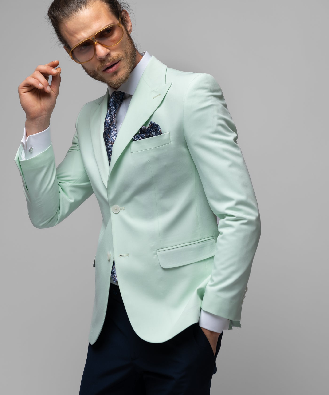 Sacou Barbati, Sacou Verde Pastel, Sacou Barbati Elegant