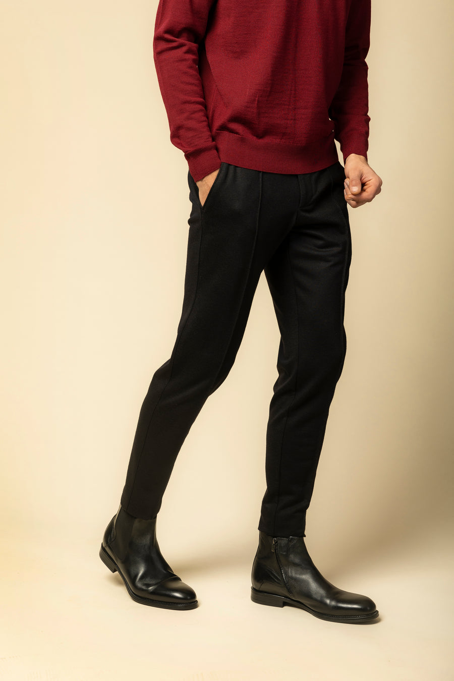 Pantaloni Confort Line negru 100% lana flannel