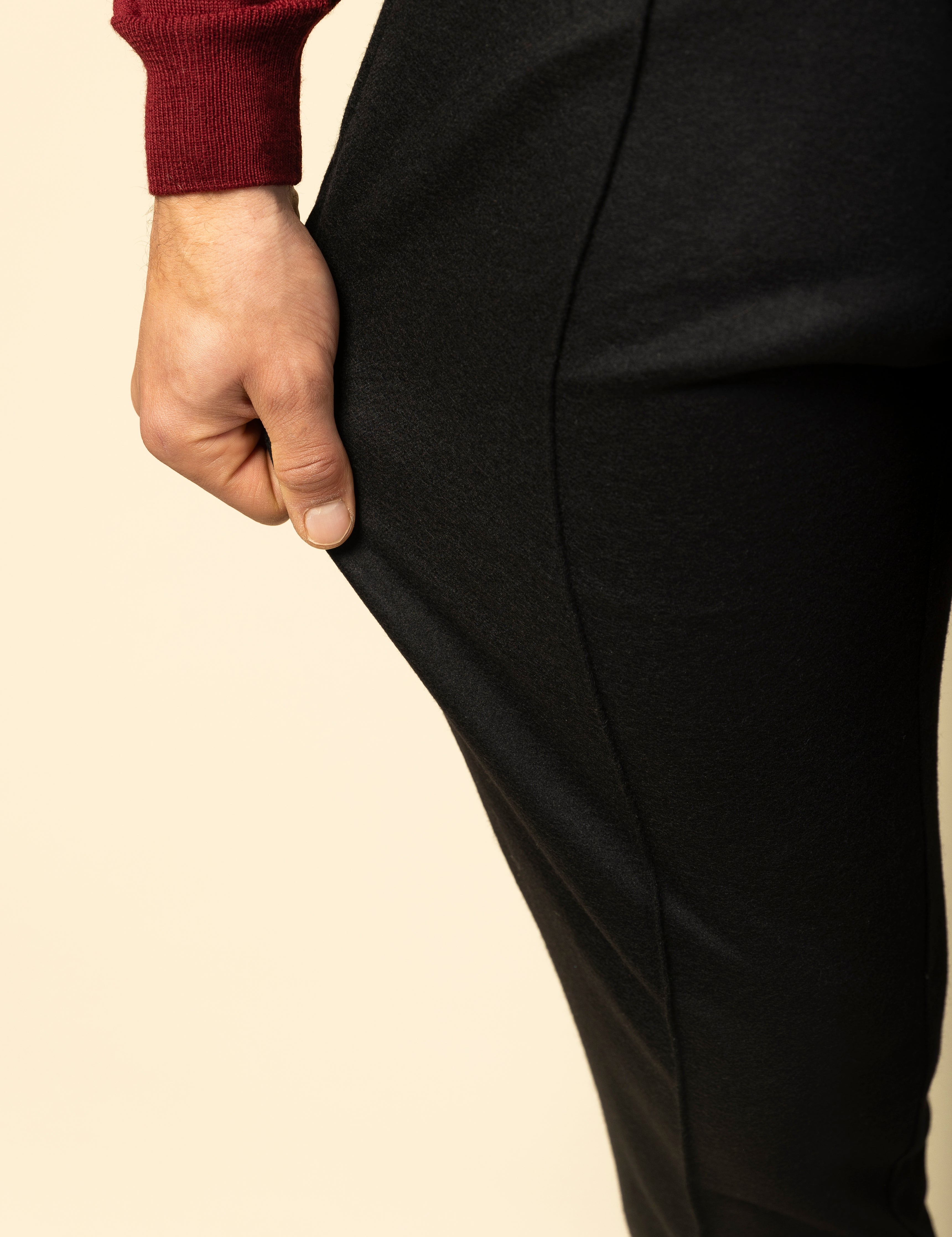 Pantaloni Confort Line negru 100% lana flannel
