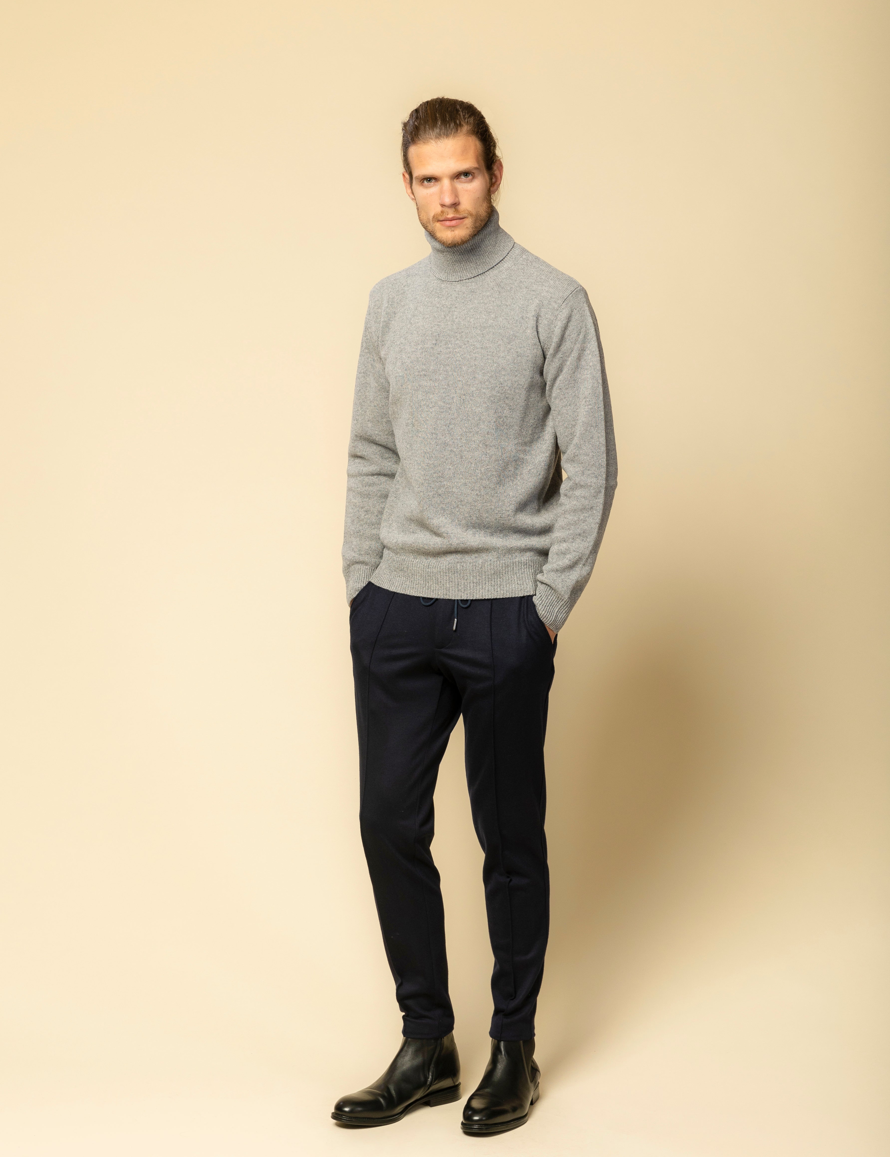 Pantaloni Confort Line bleumarin 100% lana flannel