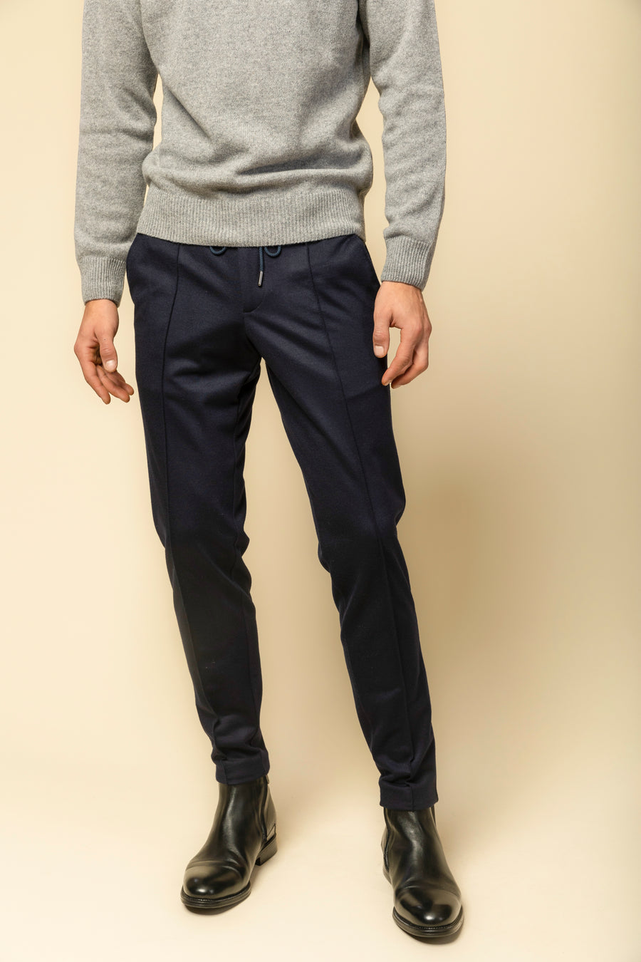Pantaloni Confort Line bleumarin 100% lana flannel