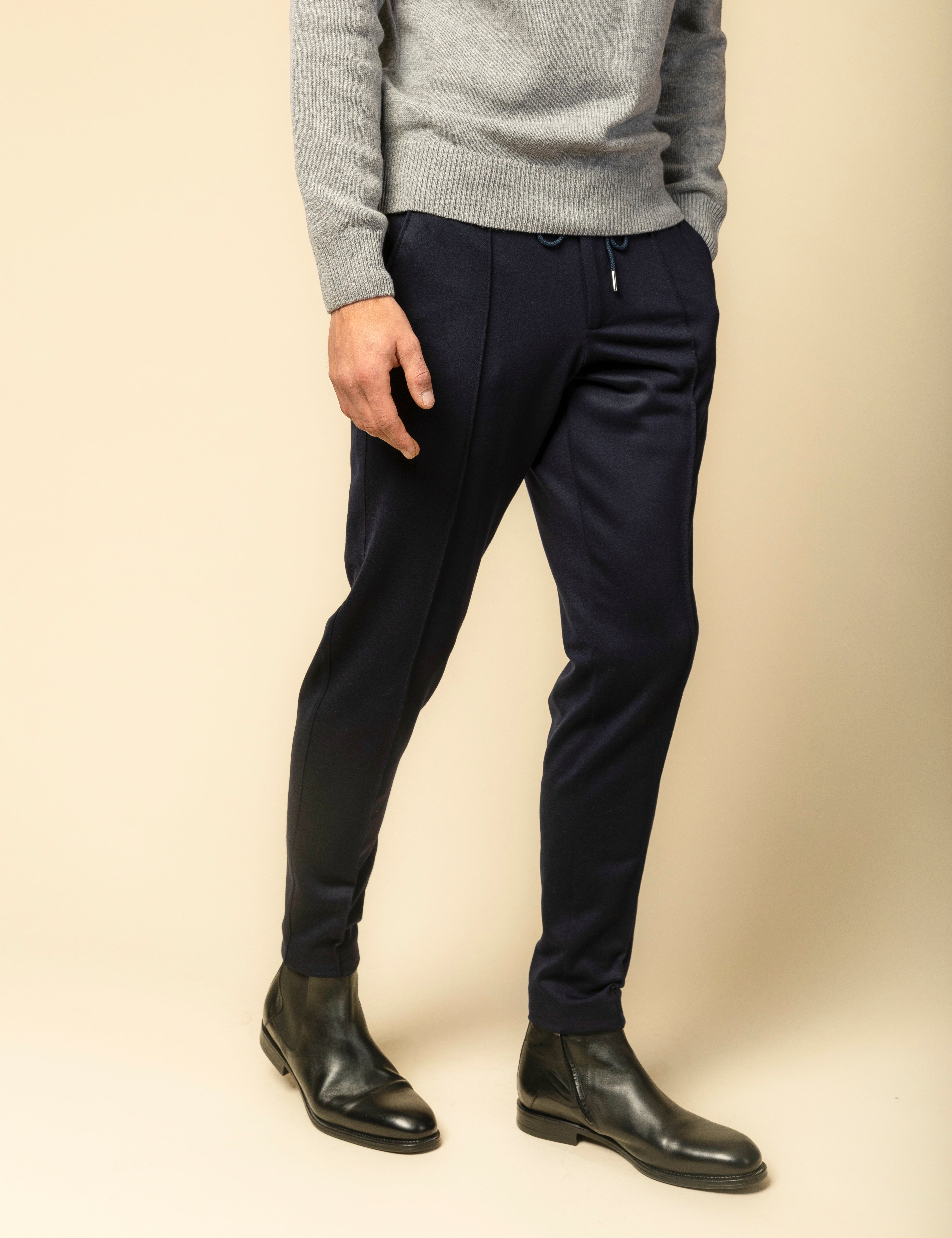 Pantaloni Confort Line bleumarin 100% lana flannel