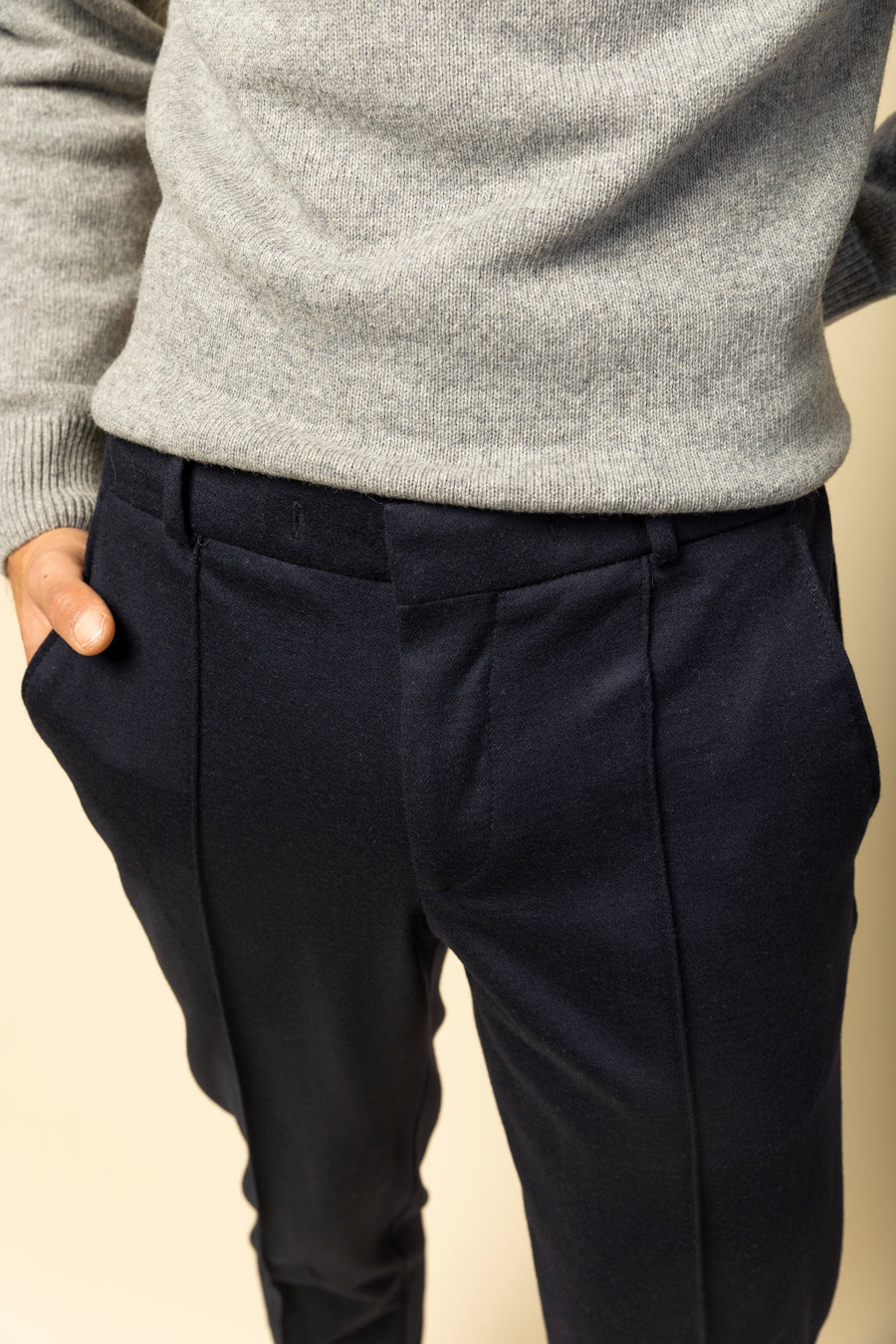 Pantaloni Confort Line bleumarin 100% lana flannel
