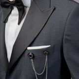 Costum ceremonie bleumarin cu pattern clasic