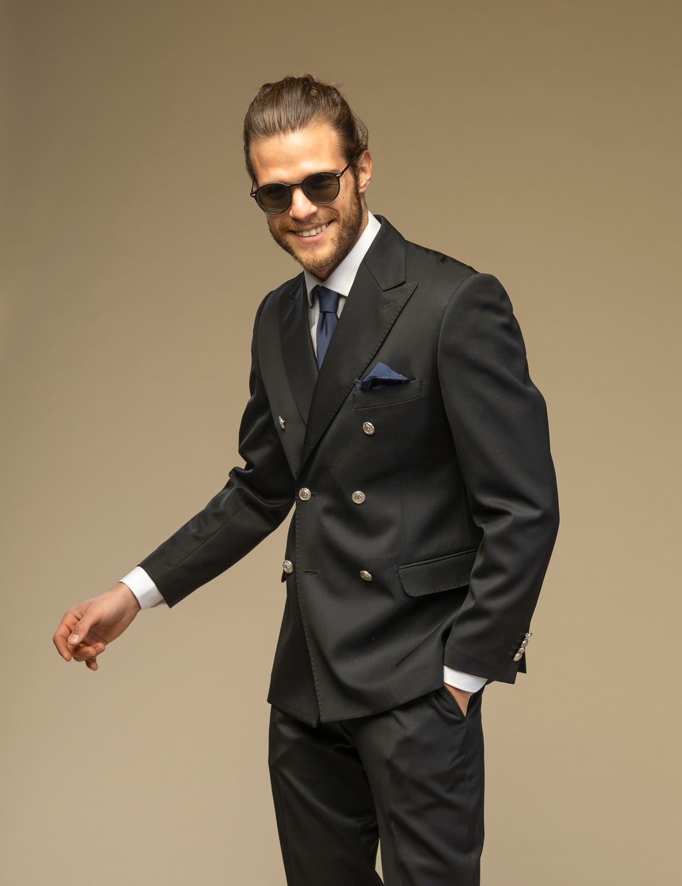 Costum negru Double - Breasted