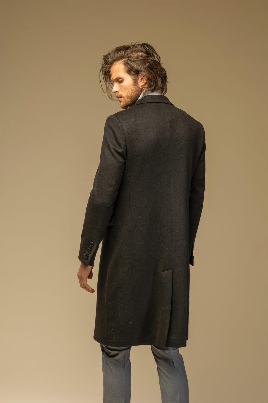 Palton negru Double Breasted